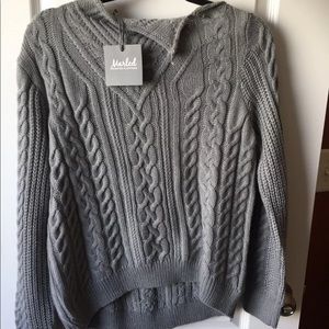 Graybcable knit boat neck  sweater by marled